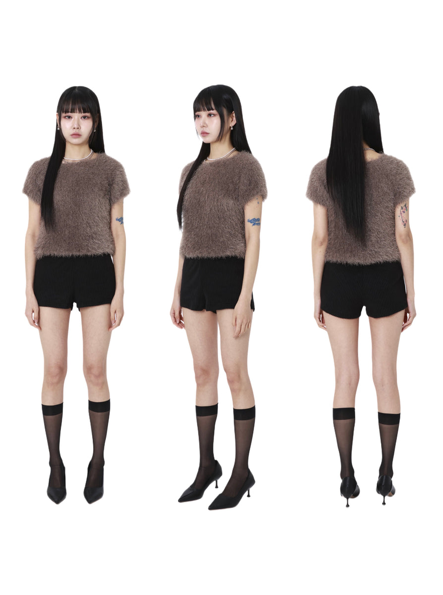 Short Sleeve Shaggy Knit (moca brown) – unsually