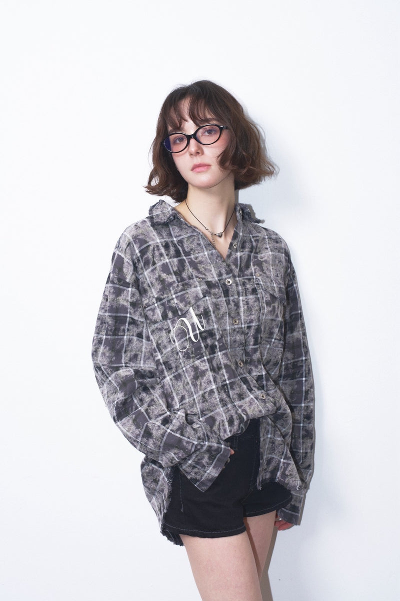 Damaged Check Frill Shirt – unsually