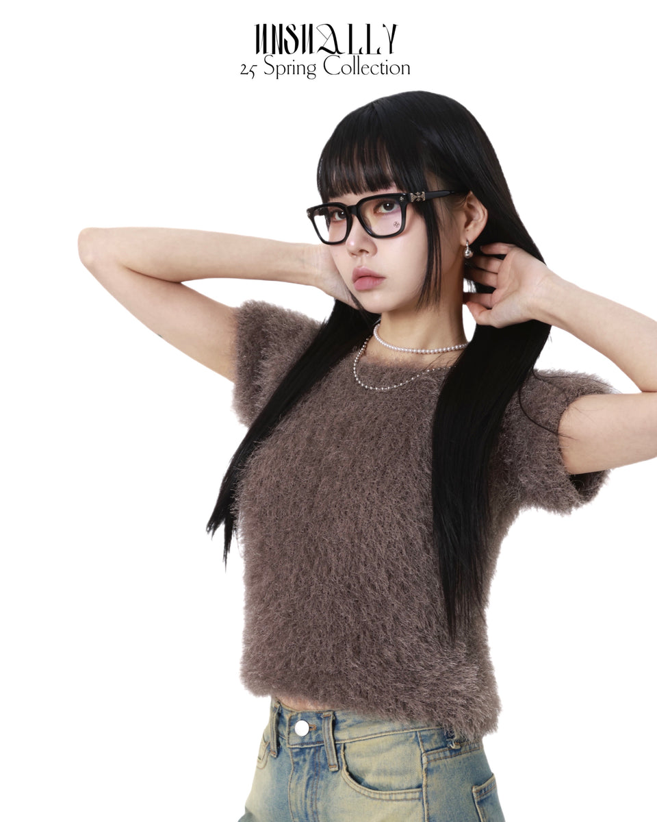 Short Sleeve Shaggy Knit (pink) – unsually