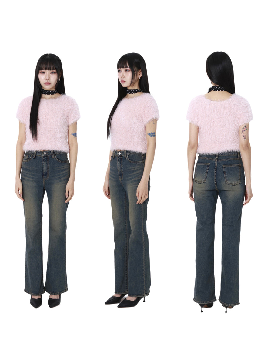 トップス unsually Short Sleeve Shaggy Knit Short Sleeve Shaggy Knit (beige) – unsually