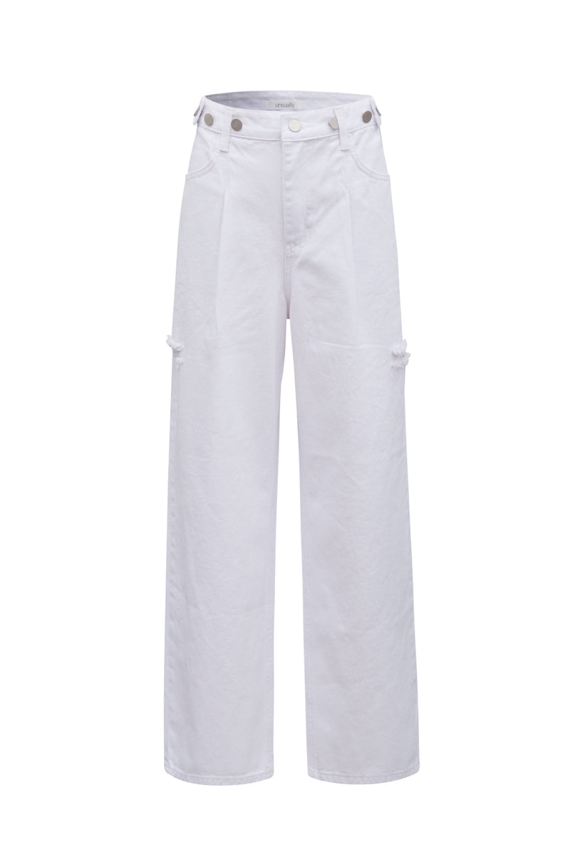 【翌日発送可】unsually damage wide denim Damage Wide Denim(White) – unsually