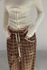 Check Lace Long Pants -brown