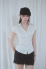 Satin V-Neck Lace Shirt -butter ivory