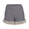 Fur Trim Knit Set-Up -charcoal