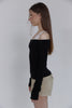 Lace Detail Off-Shoulder Top -black