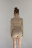 Fur Trim Knit Set-Up -beige