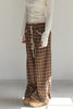 Check Lace Long Pants -brown