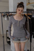 Fur Trim Knit Set-Up -charcoal