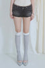 Vintage Washed Studded Denim Shorts -black