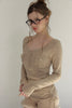 Fur Trim Knit Set-Up -beige