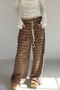 Check Lace Long Pants -brown
