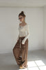 Check Lace Long Pants -brown