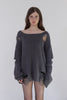 Distressed Knit Top -charcoal