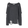 Distressed Knit Top -charcoal