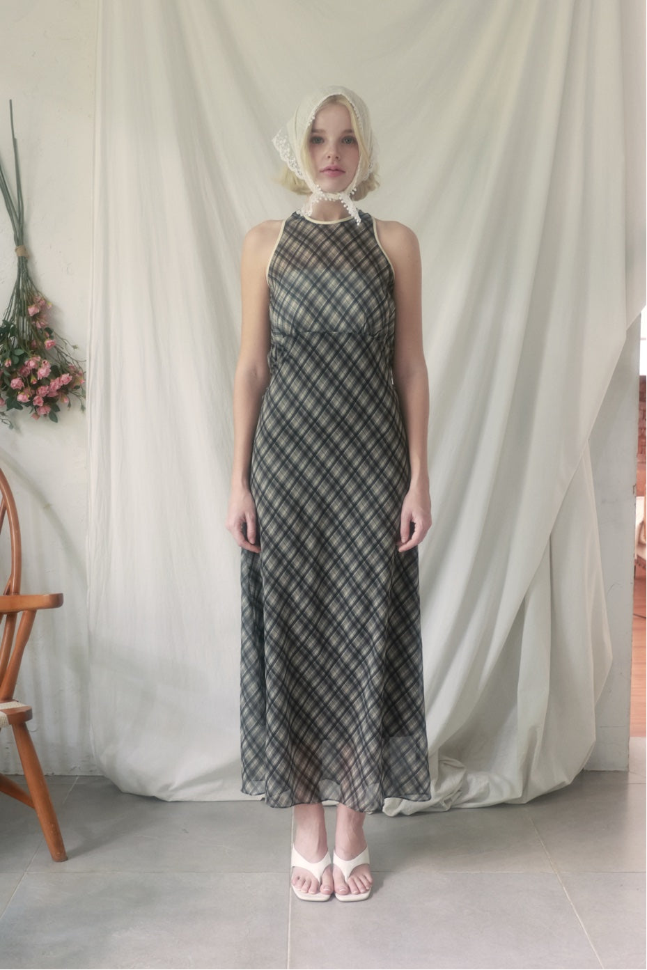 Halter Neck Check Dress – unsually