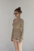 Fur Trim Knit Set-Up -beige