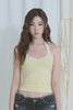 Halter Neck Lace Top -lemon yellow