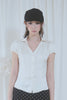 Satin V-Neck Lace Shirt -butter ivory