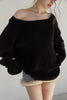 Distressed Knit Top -black