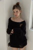 Distressed Knit Top -black