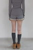 Fur Trim Knit Set-Up -charcoal