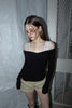 Lace Detail Off-Shoulder Top -black