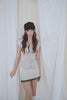 Satin V-Neck Lace Shirt -pink