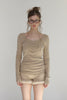 Fur Trim Knit Set-Up -beige