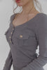 Fur Trim Knit Set-Up -charcoal