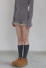 Fur Trim Knit Set-Up -charcoal