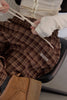 Check Lace Long Pants -brown