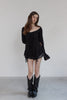 Frill Blouse Top -black
