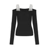 Lace Detail Off-Shoulder Top -black