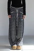 Check Lace Long Pants -black