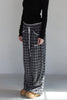 Check Lace Long Pants -black