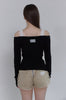 Lace Detail Off-Shoulder Top -black