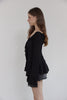 Frill Blouse Top -black
