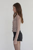 Check Shirring Off-Shoulder Top -beige