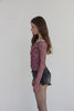 Check Shirring Off-Shoulder Top -wine
