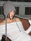 Fringe Knit Beanie Gray