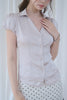 Satin V-Neck Lace Shirt -pink