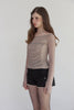 Check Shirring Off-Shoulder Top -beige