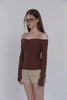 Lace Detail Off-Shoulder Top -brown