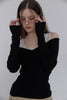 Lace Detail Off-Shoulder Top -black