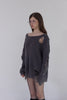 Distressed Knit Top -charcoal