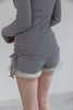 Fur Trim Knit Set-Up -charcoal