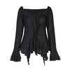 Frill Blouse Top -black