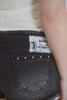Vintage Washed Studded Denim Shorts -black
