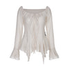 Frill Blouse Top -white