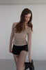 Check Shirring Off-Shoulder Top -beige